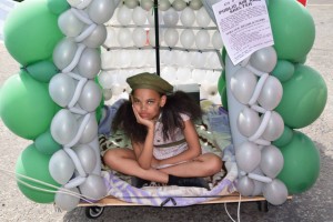 The air raid shelter made out of balloons