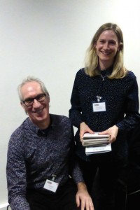 Andy Adamson with publisher Lizzie Chancellor at the recent GCA speed dating Dragons event.