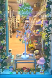 Easter decorations are becoming very popular, as on this tree in the window of Dragonfly Cards and Gifts.