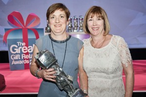 Fiona Fabien (right) receiving her Greats Award for Best Independent Gift Retailer, Scotland.