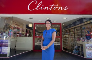 Dominique Schurman outside the first ‘new look’ Clintons store (in London’s St Paul’s) that she spearheaded as soon as AG took the chain over in 2012.