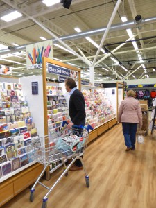 Above: A ‘wardrobe’ approach in the Tesco card displays avoids a ‘sea’ of cards.