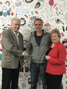 Frank Pynakker, chairman of Design Group Australia (left) with Mieke and Lou Smit of Biscay.