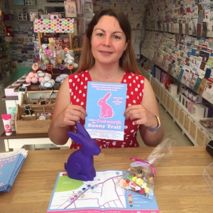 Wishes’ Julia Keeling with a ‘bunny’, treat bag and map.
