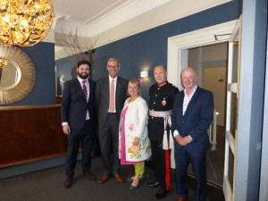 (Left-right) The Art File’s James and Ged Mace at the company’s recent presentation of the Queen’s Award for Export with PG’s Jakki Brown and (far right) Warren Lomax.