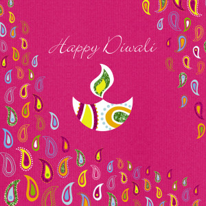 Joyful colours on a Diwali card from Davora.