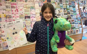 Winner Anna Jones, with her creation and her prize, a giant Ty dragon.
