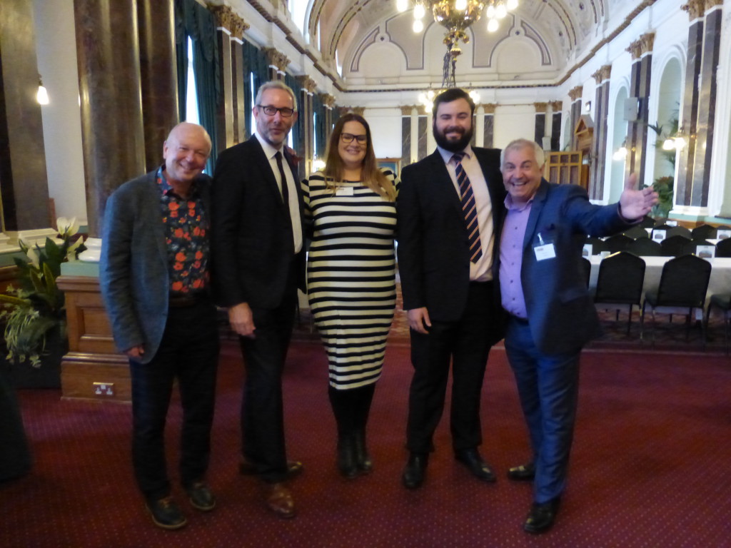 (Right-left) Bill Greeno (Paperlink), James Mace (The Art File), Carly Pearson (Sainsbury’s), Ged Mace (The Art File) and PG’s Warren Lomax.