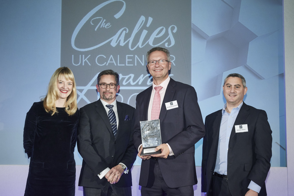 (Right-left) Daniel Prince, operations director of Danilo presented the trophy to Allan and Bertram’s md Andrew Bennett and its group sales director, Paul Cecil.