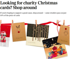 The ‘washing line’ of charity cards that The Times featured in its piece.