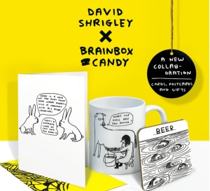 The new David Shrigley x Brainbox collection is just about to launch.