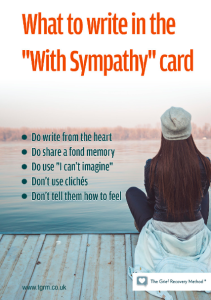The leaflet gives people ideas of what to write in a card to someone who has suffered loss.