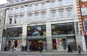 Paperchase’s Tottenham Court Road store with a confident Christmas window.