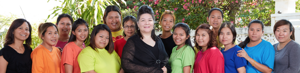 Judith Ong (centre) with the Jaab team in Bangkok.