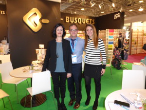 Tony Renom with colleagues (left) Marta Marganet and Clara Garriga on the Busquets stand at the recent Paperworld show in Frankfurt.