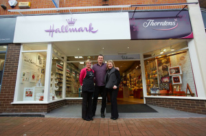 Philip and (right) Maxine Neild outside their Hallmark Reflections store in Nantwich which also includes a Thorntons franchise.
