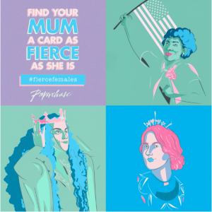 Depictions of some of the real women that Paperchase has highlighted as part of its Fierce Females campaign.
