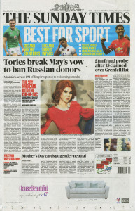 The Sunday Times featured the story at the bottom of the front page on last Sunday’s edition, published on Mother’s Day.