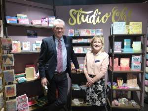 Sue Grant with Widdop’s sales director Andrew Illingworth at Spring Fair 2017 at which Studio Oh launched.