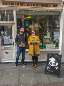 Ian Pose and Heidi Hargreaves from Dukki Gifts in Nottingham with some of the cards.