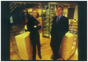 An historic photo of Timothy Melgund (right) with Robert Warden shortly after the duo staged a venture capital backed MBO from WHSmith (previous owner of Paperchase) 22 years ago.