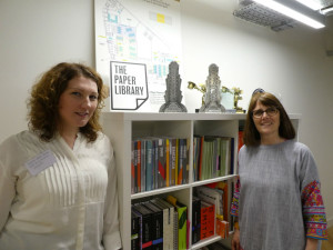 Moonpig is the first commercial company to have a Paper Library installed within its design studio. The Paper Library’s director Debbie Wigglesworth (right) with Moonpig’s Sarah- Jane Porter.
