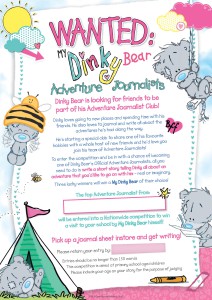 The poster sent out to stockists to promote the My Dinky Bear writing competition. 