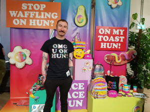 Philip Normal surrounded by some of the new Paperchase range that launched earlier this week.