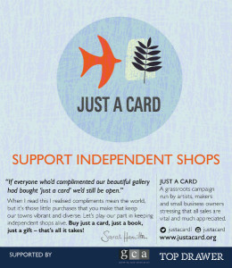 Studio by Gemma is putting its weight behind the Just a Card campaign by including a window sticker in its first wave of orders.