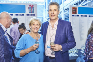 Between The Lines’ Florian and Lindsey Kleinlercher enjoying a few bubbles at The Retas/Greats Wall of Fame reception at the show.