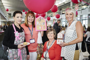 PG Live stalwarts, Paper Salad co-founders, Claire Williams (second left) and Karen Wilson (far right) with the now sadly deceased Lynn Tait (second right) in the lunch room at PG Live which the publisher sponsored to mark its 10th anniversary a few years ago.