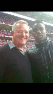 For Karen Wilson, co-founder of Paper Salad, one of her many football highlights has been meeting Pogba (right) with her husband Mike (left).