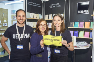 Sarah Green (centre) spent her Sunshine Ticket for Wave with Deadpan Cards as the dry humour would work well in the new shop.