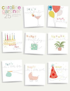 Some of the new cards in Caroline Gardner’s new Twenty Five range, harking back to the original NT range.