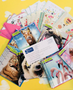 A recent batch of cards that Love Kates was sent to donate to Post Pals from Nigel Quiney Publications.