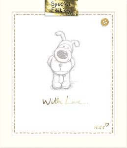 A Special Edition card that has been produced to mark the anniversary. It strongly features the ‘Boofle button’ that now appears on all the new products.