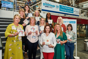 Card publishers who had donated a design for the Action Medical Research Christmas packs this year (organised by Hannah Dale of Wrendale, pictured front centre) met up with other supporters of the initiative at PG Live.
