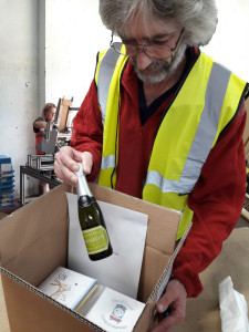 Gemma Distribution Centre’s warehouse operative Graham Rankin sends the first shipments out the door.