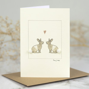 ‘Rabbits in love’ with added woolly fluff from Penny Lindop.