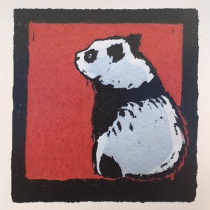 A panda linocut design from Sarah Cemmick.