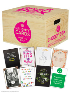 Above: One of the Cheeky boxes with some of Brainbox’s ‘naughtier’ cards. 