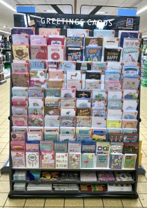 Above: The IG Design Group card selection in an Aldi store. 