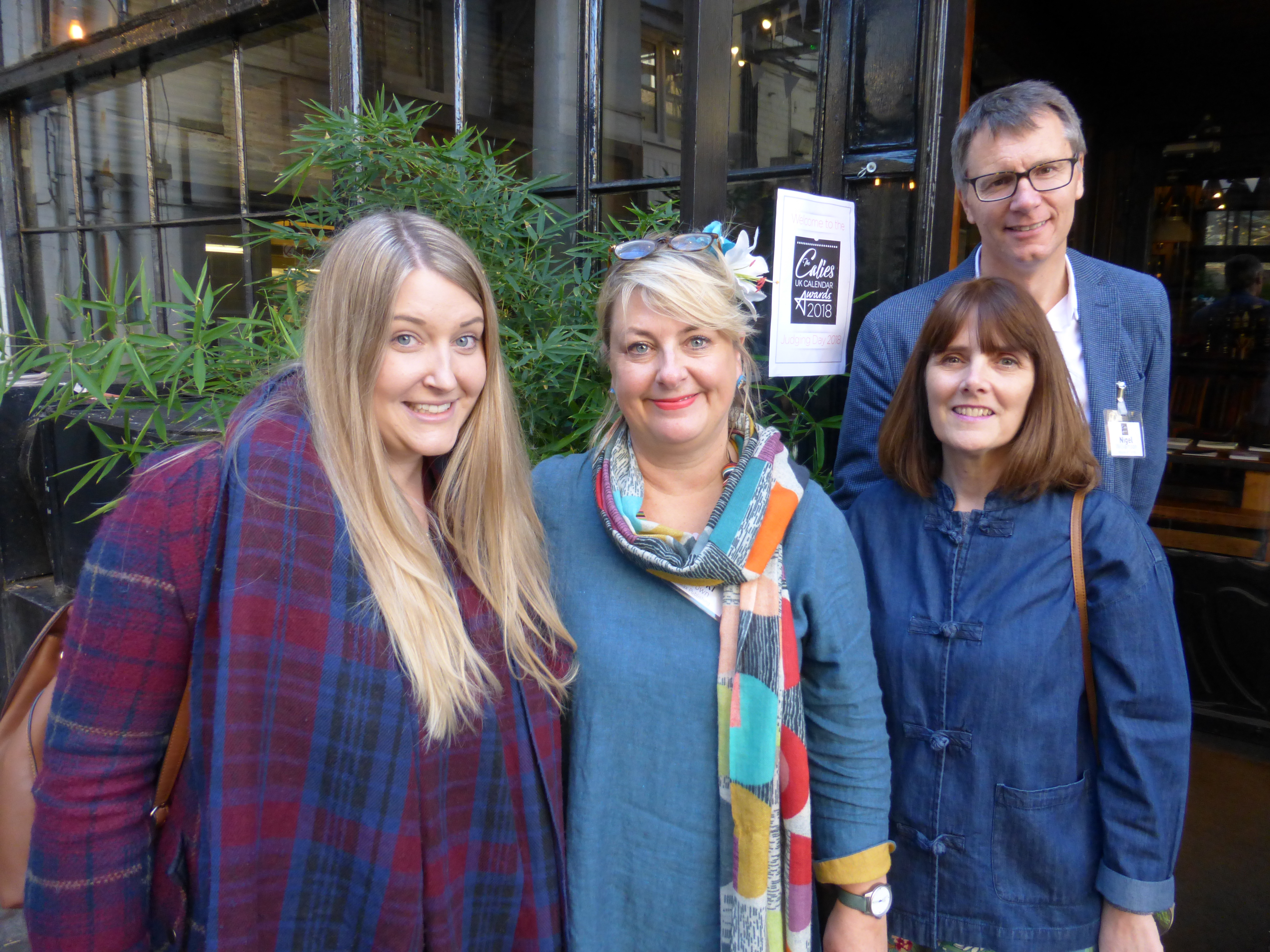 Above: (left-right) Waterstones’ Claire Quinn, PG’s Jakki Brown, Debbie Wigglesworth (of The Paper Collaborative) and Nigel Williamson (House of Cards) at the judging. 