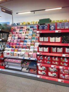 Above: Christmas boxes are display adjacent to the everyday in Jack’s. 