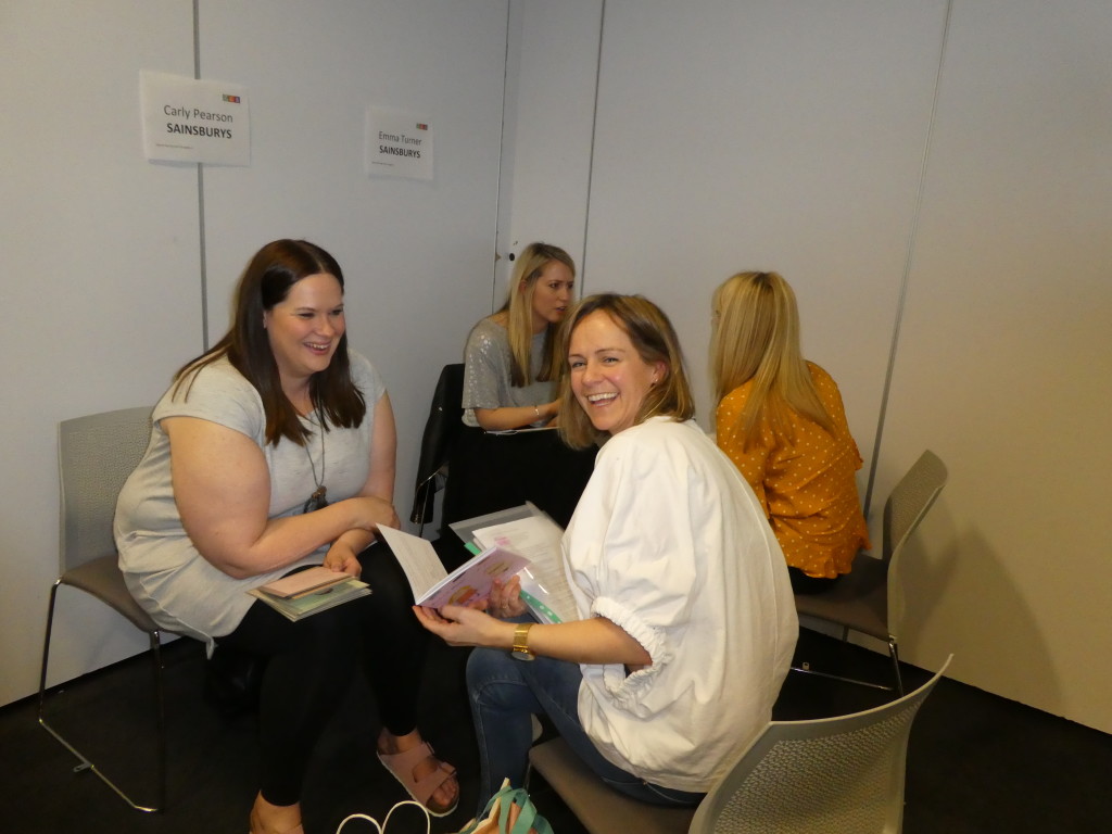 Above: Rosie Harrison of Rosie Made a Thing (right) pitching at last year’s Speed-dating to Carly Pearson of Sainsbury’s, who is also on board for this year.