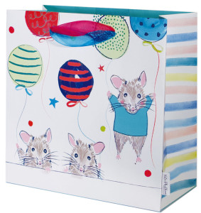Above: A Party Mice giftbag from Deva which is based on the Kate Phythian’s Paintbox card collection. 