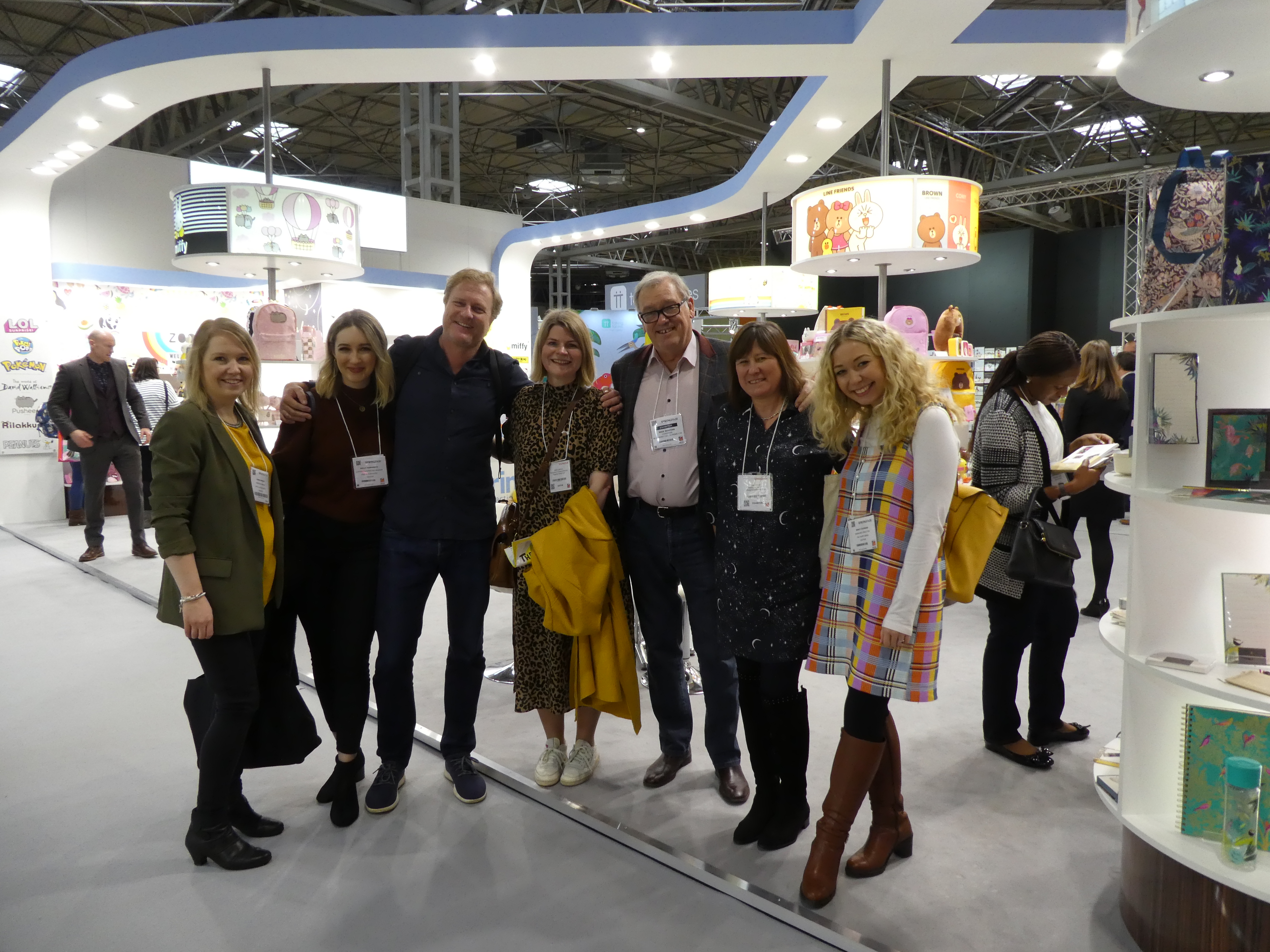 Above: A doubly ‘happy’ gathering. (Far right) Emily Coxhead, creator of The Happy News with (third left) Giles Andreae, co-creator of Happy Jackson on the Blueprint stand. 