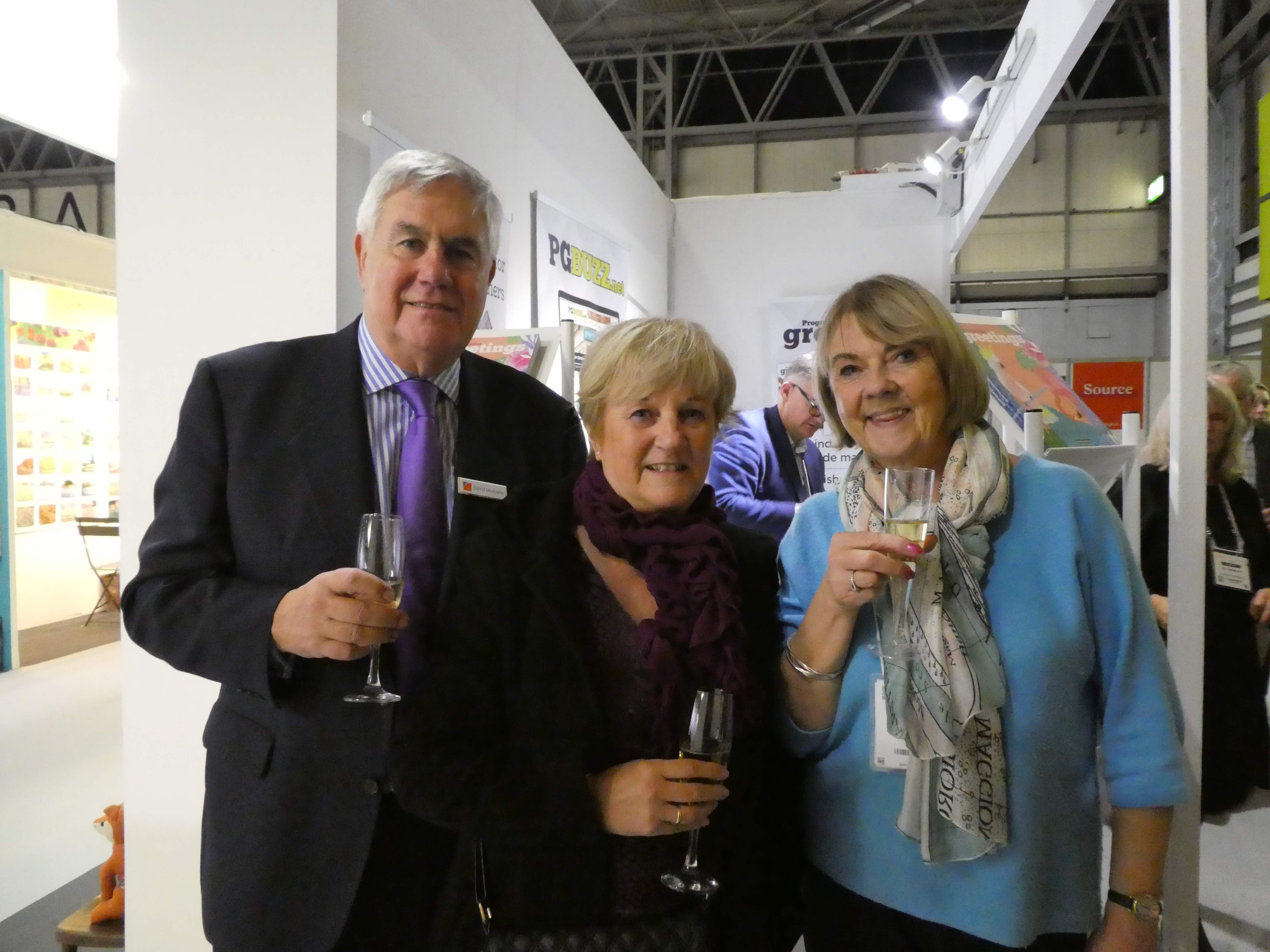 Above: This year was David Metcalfe’s 50th anniversary Spring Fair. Having headed up the running of the show for many years, and having continued as a consultant for several years, this was his swansong. There was a toast to the great man on the PG stand. Seen here with his wife Brenda (centre) and LB Warehouse’s founder Lynda Raymond. 
