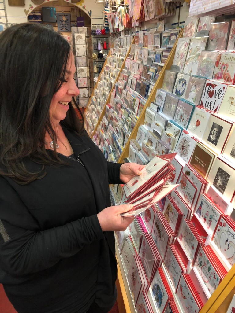 Above: Box of Delights’ Michelle Ellingham tidying her Valentine’s display.