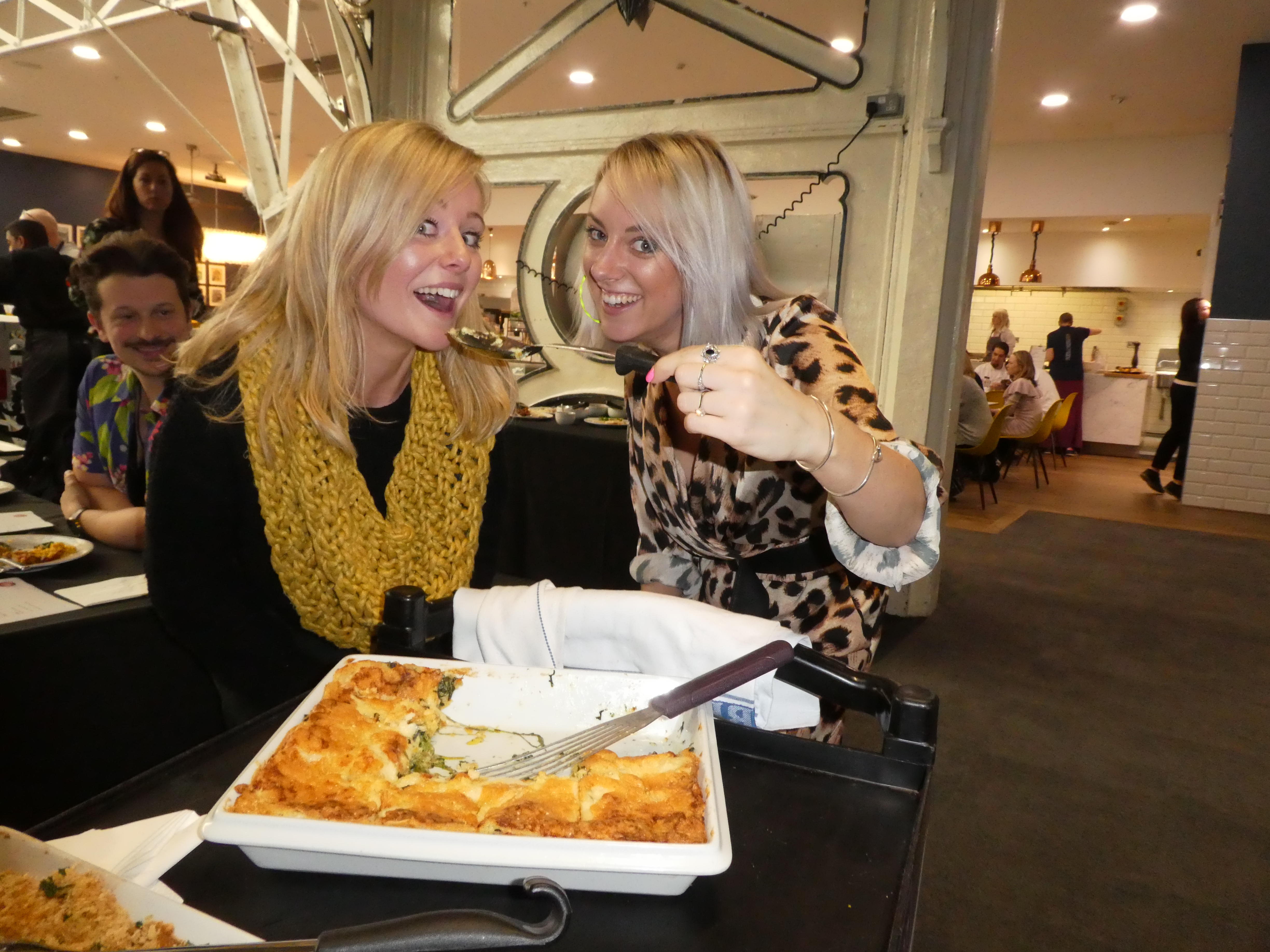 Above: Louise Tiler (left) and Tache’s Pennie Bryant do the taste test on the veggie lasagne that is on the menu for PG Live. 